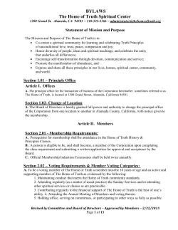 BYLAWS The Home of Truth Spiritual Center