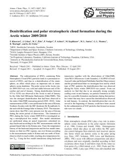 Denitrification and polar stratospheric cloud formation during the