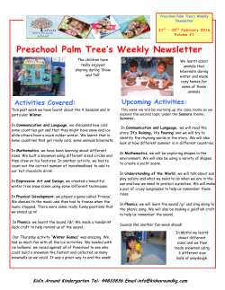 Preschool Palm Tree`s Weekly Newsletter