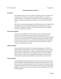 5.1 Writing Paragraphs for Exposition