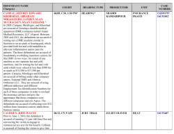 DEFENDANT NAME Charge(s) COURT HEARING TYPE