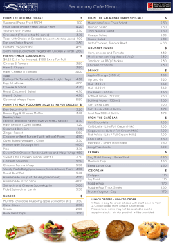 Secondary Cafe Menu