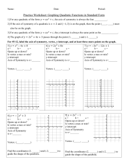 Practice Worksheet: Graphing Quadratic Functions in Standard Form