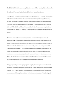 The British Abolitionist Movement and print culture - SAS
