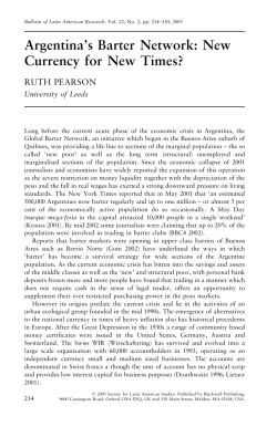 Argentina`s Barter Network: New Currency for New Times?
