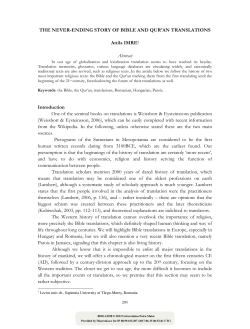 The Never-Ending Story of Bible and Qur`an Translations