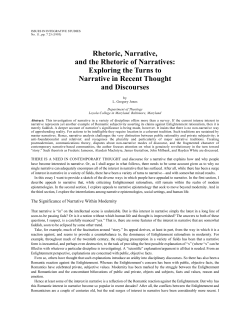 Rhetoric, Narrative, and the Rhetoric of Narratives