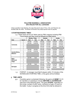 PALATINE BASEBALL ASSOCIATION 2012 RULES FOR ALL