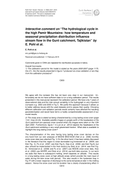 Interactive comment on &ldquo;The hydrological cycle in the high Pamir