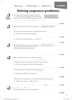 Solving sequence problems - Pearson Schools and FE Colleges