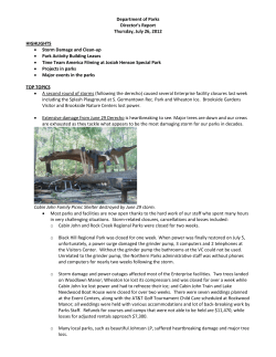 Department of Parks Director`s Report Thursday, July 26, 2012