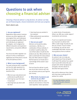 Questions to ask when choosing a financial adviser