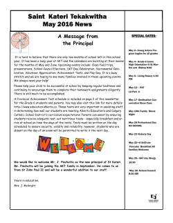Saint Kateri Tekakwitha May 2016 News