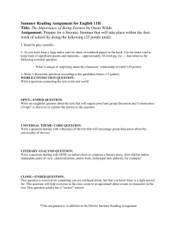 Summer Reading Assignment for English 11H Title: The Importance