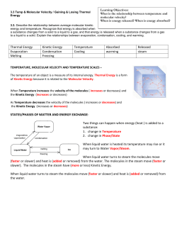 Thermal Energy Kinetic Energy Temperature Absorbed Released