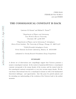 THE COSMOLOGICAL CONSTANT IS BACK