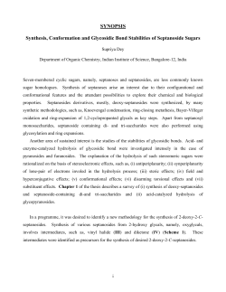SYNOPSIS Synthesis, Conformation and Glycosidic Bond Stabilities