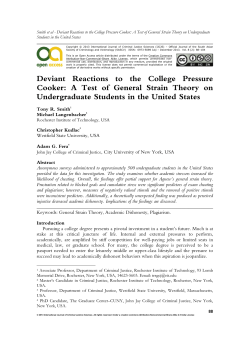 Deviant Reactions to the College Pressure Cooker: A Test