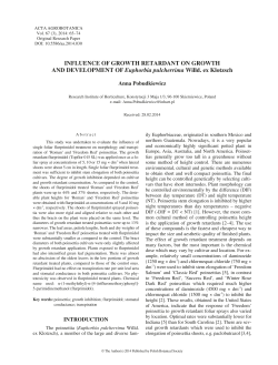 INFLUENCE OF GROWTH RETARDANT ON GROWTH AND