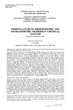 nomenclature of thermometric and enthalpimetric