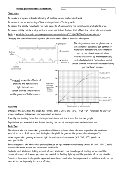 Biology photosynthesis assessment. Objectives To measure