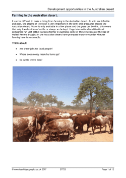 Development opportunities in the Australian desert Farming in the