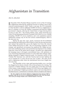 Afghanistan in Transition - Strategic Studies Institute