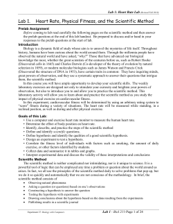 Lab 1. Heart, Rate, Physical Fitness, and the Scientific Method