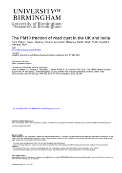 University of Birmingham The PM10 fraction of road dust in the UK