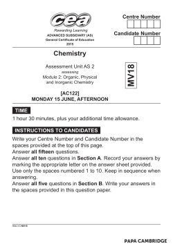 AS 2, Module 2: Organic, Physical and Inorganic Chemistry