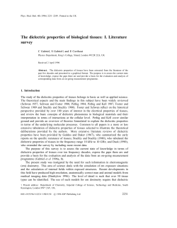 The dielectric properties of biological tissues: I