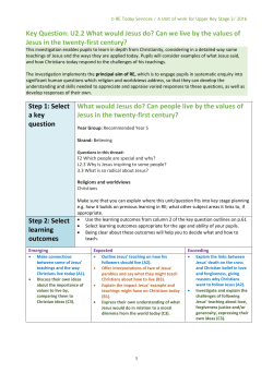 U2.2 What would Jesus do? Can we live by the values of Jesus in
