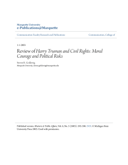 Review of Harry Truman and Civil Rights: Moral Courage and