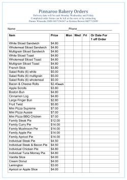 Pinnaroo Bakery Orders