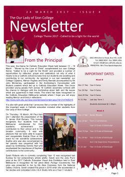 Newsletter 4 - Our Lady of Sion College