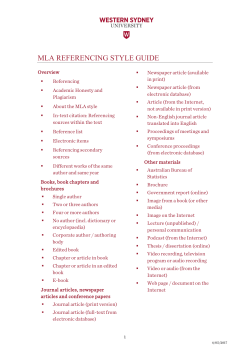 mla referencing style guide - Western Sydney University Library