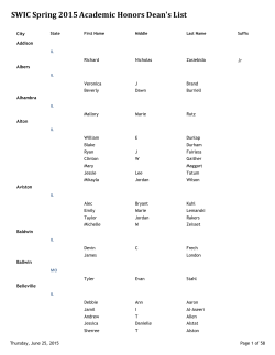 SWIC Spring 2015 Academic Honors Dean`s List