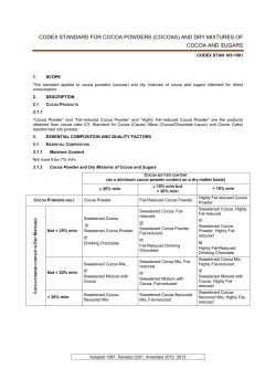 CODEX STANDARD FOR COCOA POWDERS (COCOAS) AND