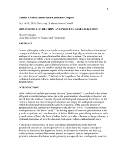 Biosemiotics, Evolution, and Peircean Generalization
