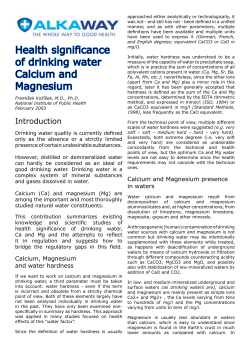 Health significance of drinking water Calcium and Magnesium
