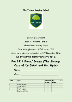 Pre 1914 Prose/ Drama (The Strange Case of Dr Jekyll and Mr. Hyde)