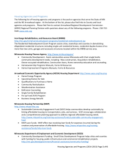 Housing Agencies and Programs - ARDC`s Regional Planning