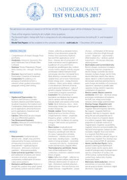 SSSIHL Admissions Test Syllabus 2017