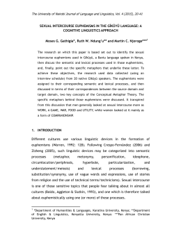 SEXUAL INTERCOURSE EUPHEMISMS IN THE GĨKŨYŨ