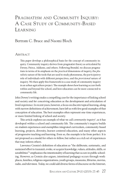 Pragmatism and Community Inquiry: A Case Study - Purdue e-Pubs