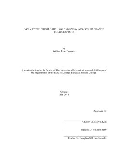 NCAA AT THE CROSSROADS: HOW O`BANNON v. NCAA COULD