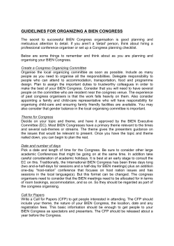 Bien Congress Organizer Guidelines