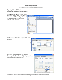 Setting up an Essay in MLA Format