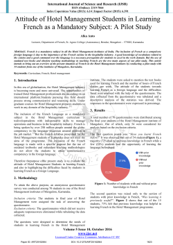 Attitude of Hotel Management Students in Learning French as a