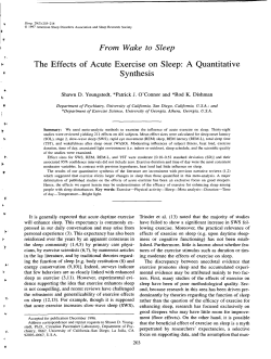 From Wake to Sleep The Effects of Acute Exercise on Sleep: A